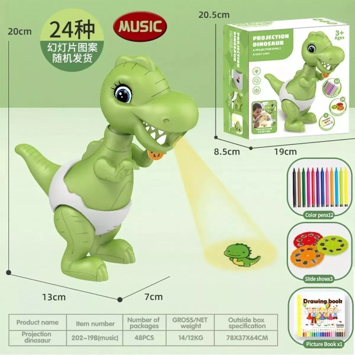 Dinosaurio Proyector Didactico Con Sonid